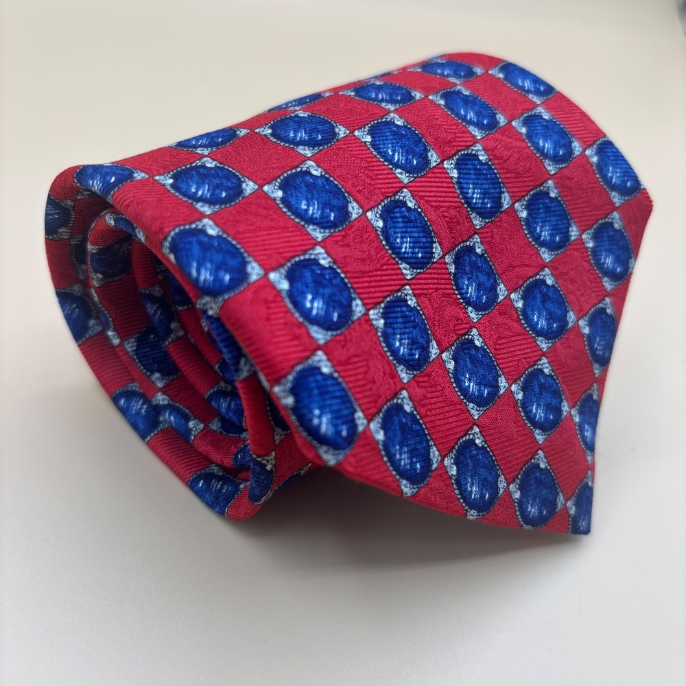 Countess Mara Silk Tie Mens OS Red Blue Necktie Geometric Medallion Dapper